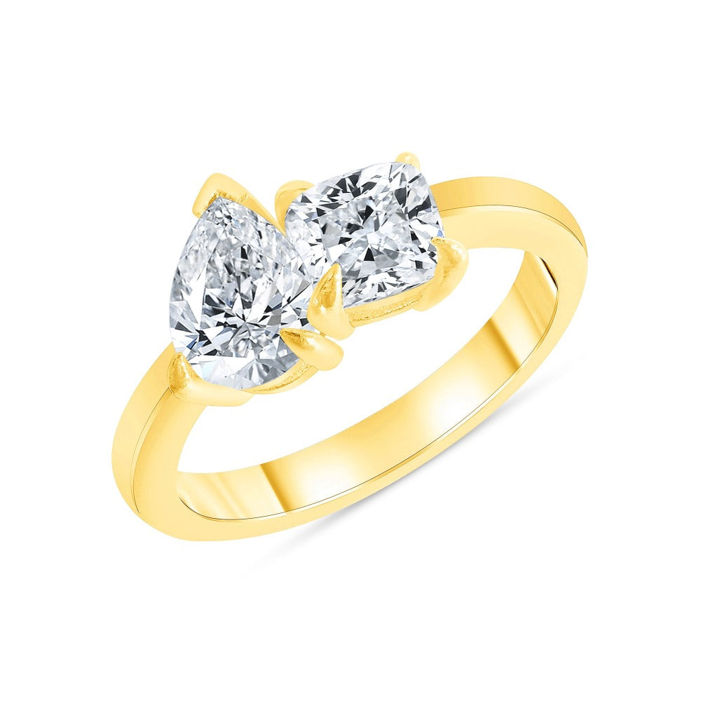 Toi et Moi Pear and Cushion Cut Diamond Engagement Ring 1.00 Ct. Tw.