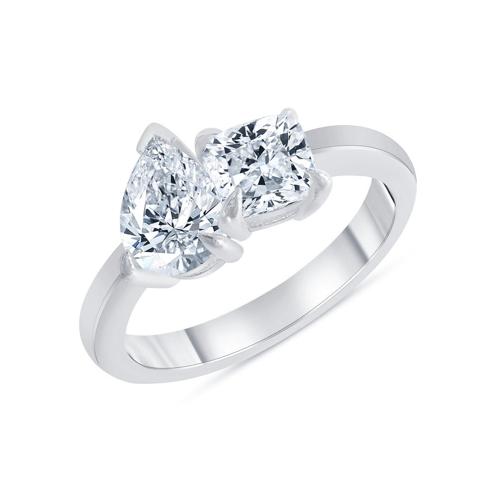 Toi et Moi Pear and Cushion Cut Diamond Engagement Ring 1.00 Ct. Tw.
