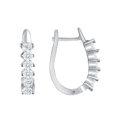 0.60 Carat Round Cut Diamond Hoop Earrings Prong Setting