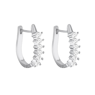 0.60 Carat Round Cut Diamond Hoop Earrings Prong Setting