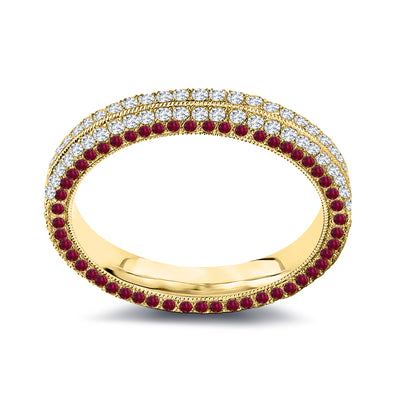 2.00 Ct. Tw. Four Row Diamond & Natural Ruby Eternity Band