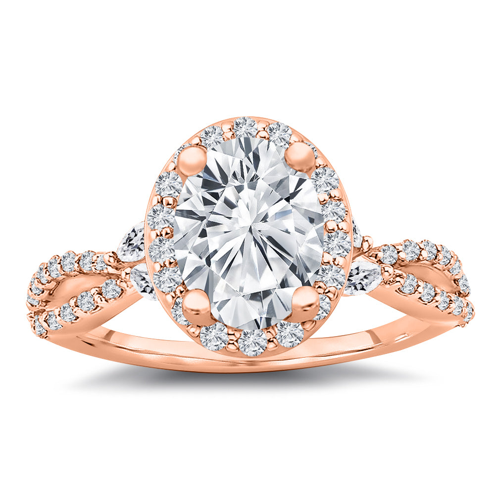 1.65 Ct. Tw. Halo Design Oval Cut Diamond Engagement Ring