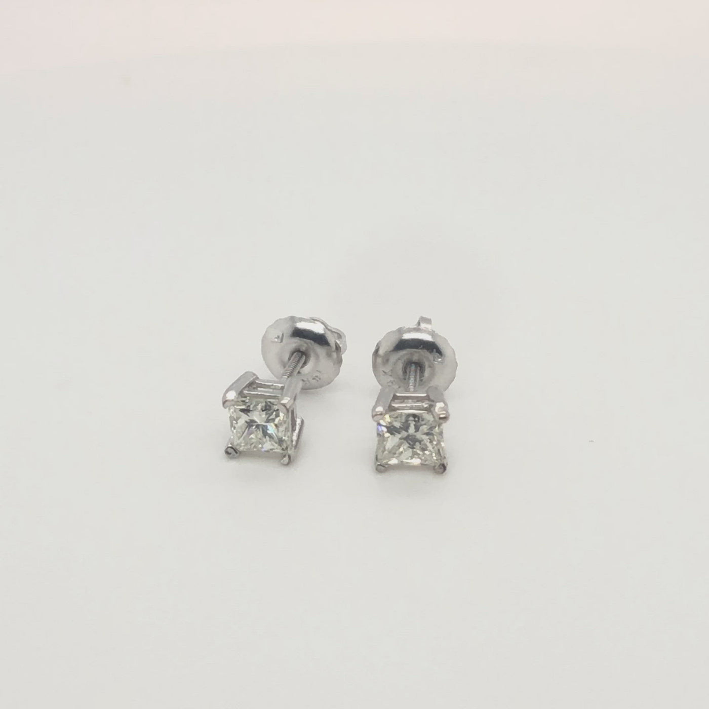 14k Gold 4-Prong Princess Cut Diamond Stud Earrings .40 ct. tw.