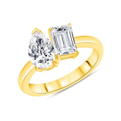 Emerald Cut and Pear Shape Two Stone Engagement Ring 1.00 Ct. Tw.