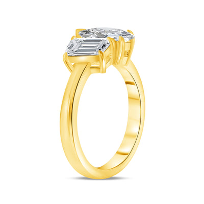 Toi et Moi Emerald and Pear Cut Shape Diamond Engagement Ring 1.00 Carat