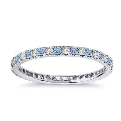 0.75 Carat Diamond & Natural Aquamarine Wedding Ring