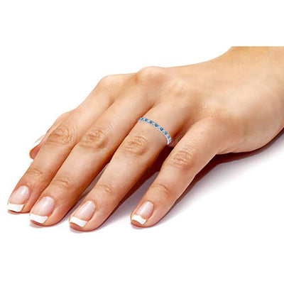 0.75 Carat Diamond & Natural Swiss Blue Topaz Wedding Ring