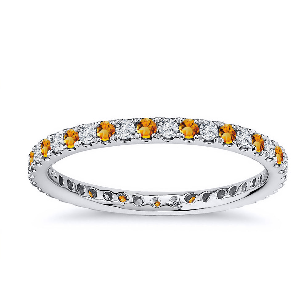 0.75 Carat Diamond & Natural Citrine Wedding Ring