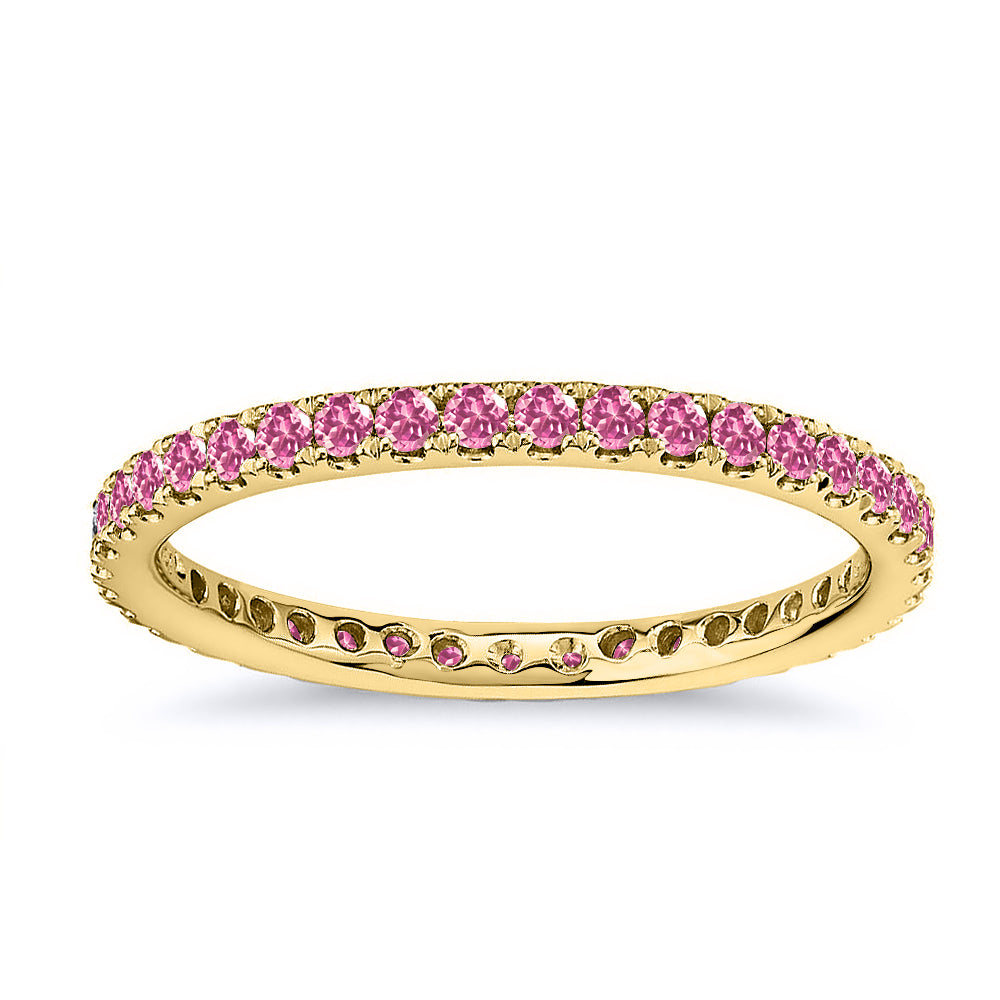 0.75 Carat Natural Pink Topaz Eternity Wedding Ring