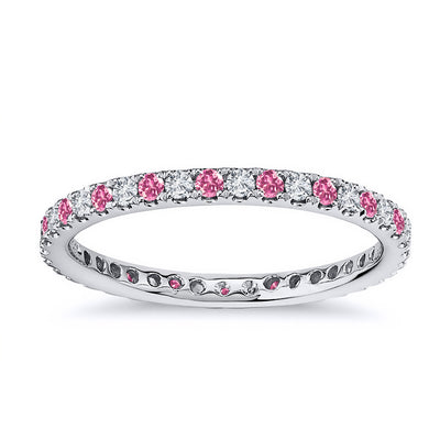 0.75 Carat Diamond & Natural Pink Topaz Wedding Ring