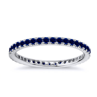 0.75 Ct. Tw. Round Cut Natural Sapphire Eternity Wedding Ring