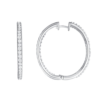 1.10 Carat Round Cut Diamond Hoop Earrings