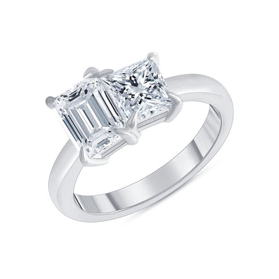 Toi et Moi Emerald Cut and Princess Diamond Engagement Ring 1.00 Ct. Tw.