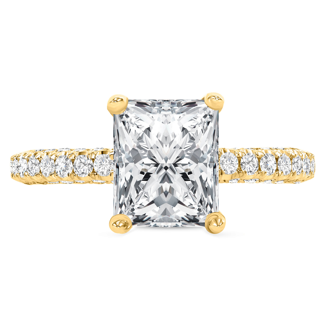 1.50 Carat Princess Cut Hidden Halo with Brilliant Round Diamond Engagement Ring