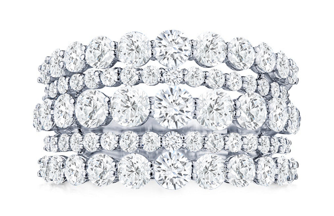 5-Row 4.80 Carat Round Cut Diamond Stack-able Band