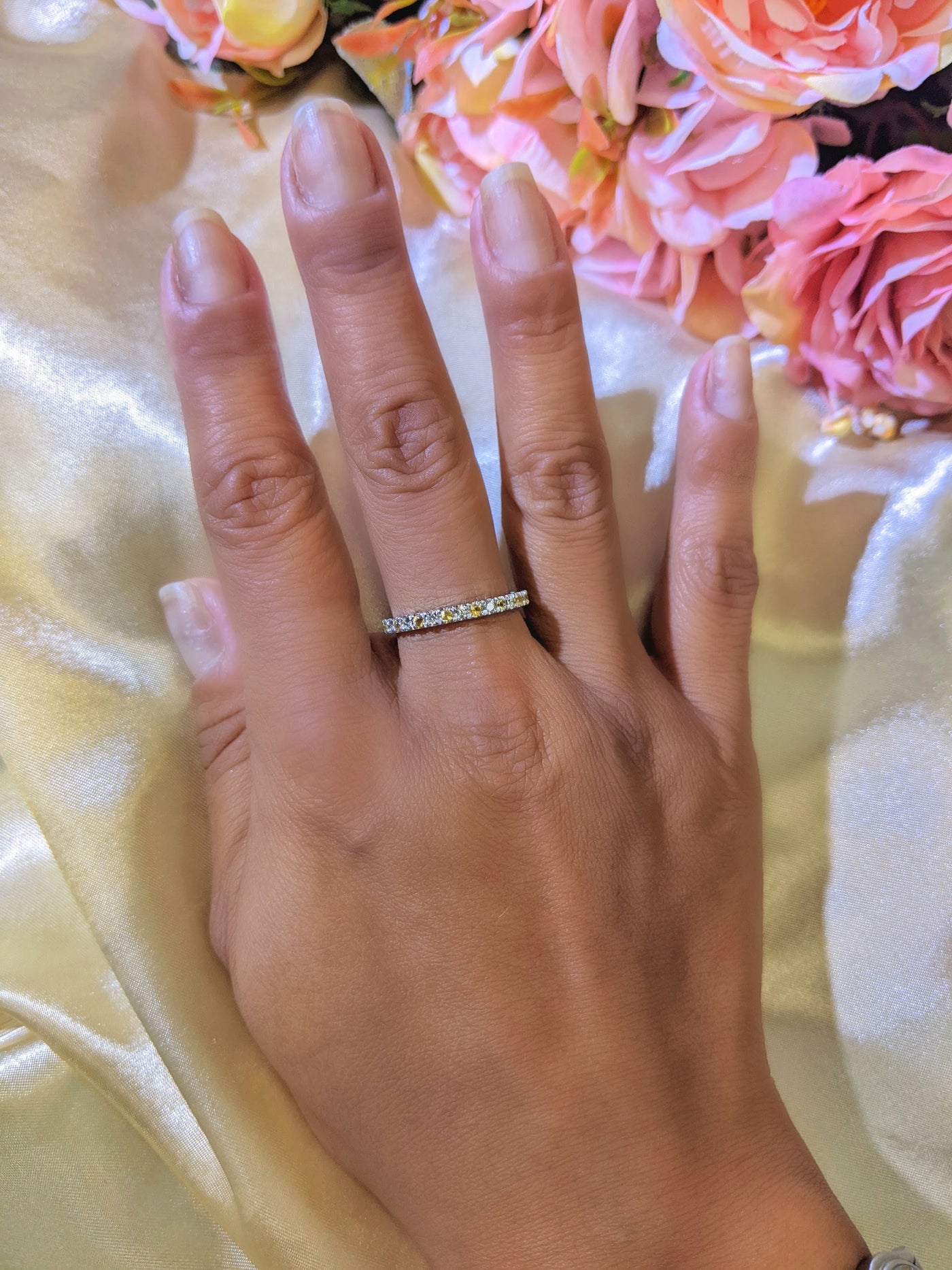 0.75 Carat Diamond & Natural Citrine Wedding Ring