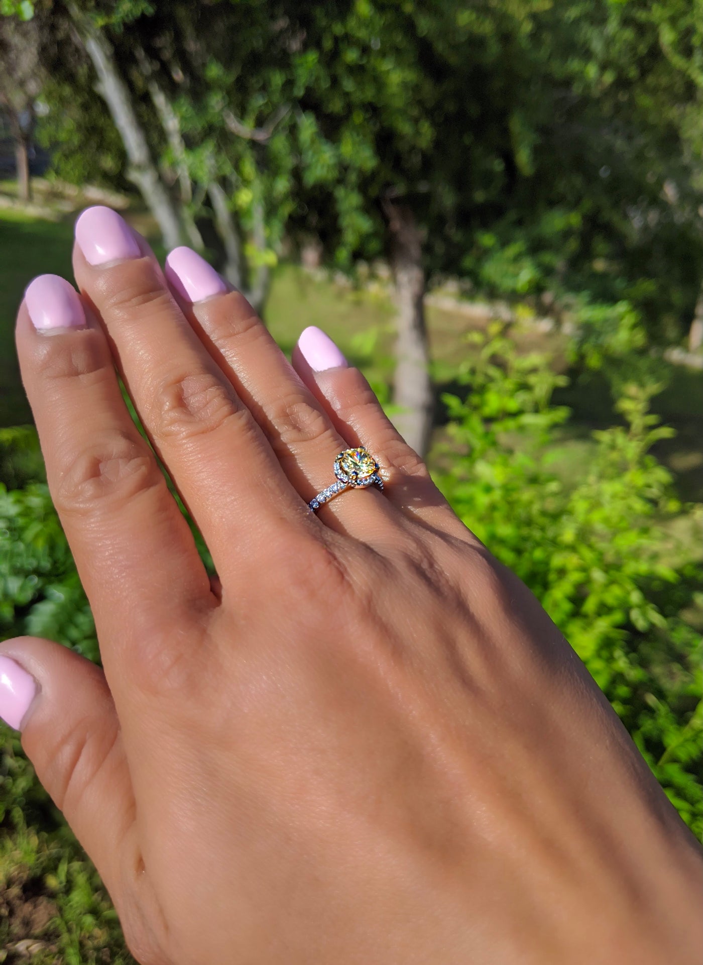1.75 Ct. Tw. Round Cut Fancy Yellow Diamond Halo Engagement Ring