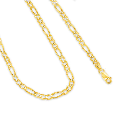 Solid 14K Yellow Gold 3 mm-7.5 mm Figaro Link Chain Necklace 16"-26"