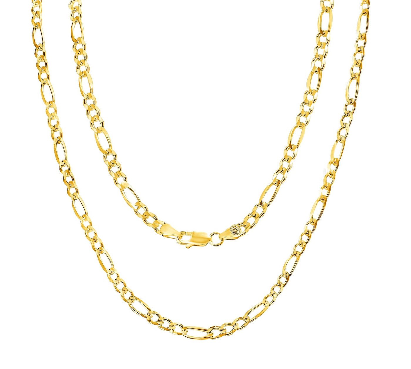 Solid 14K Yellow Gold 3 mm-7.5 mm Figaro Link Chain Necklace 16"-26"