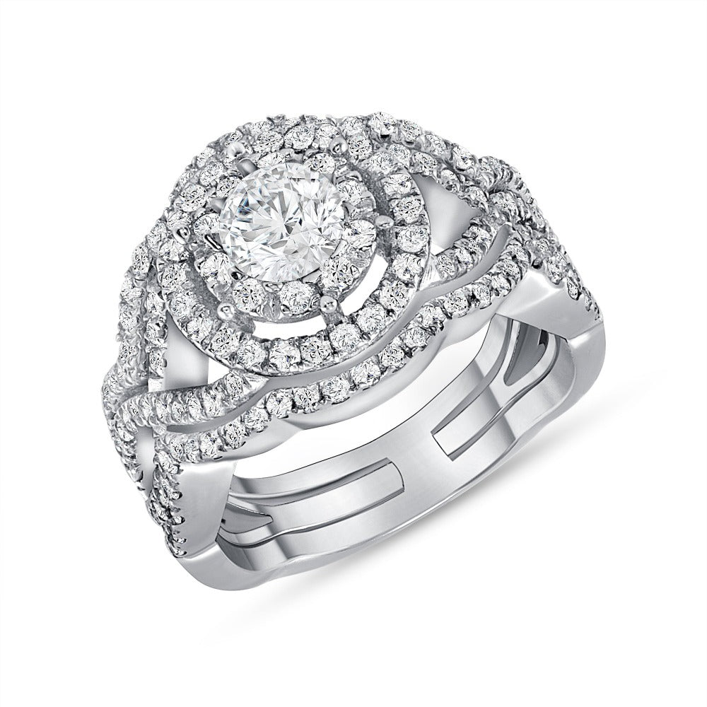 1.75 Carat Halo Design Round Cut Diamond Engagement Ring