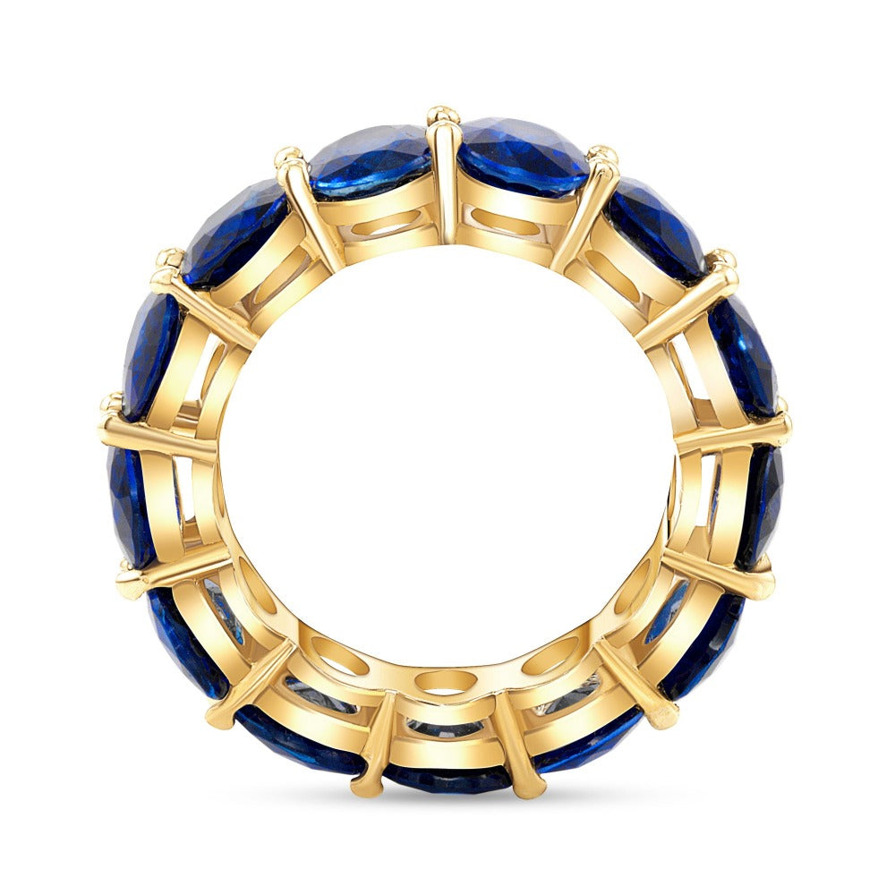 10.20 Ct. Tw. Oval Cut Natural Blue Sapphire Eternity Band