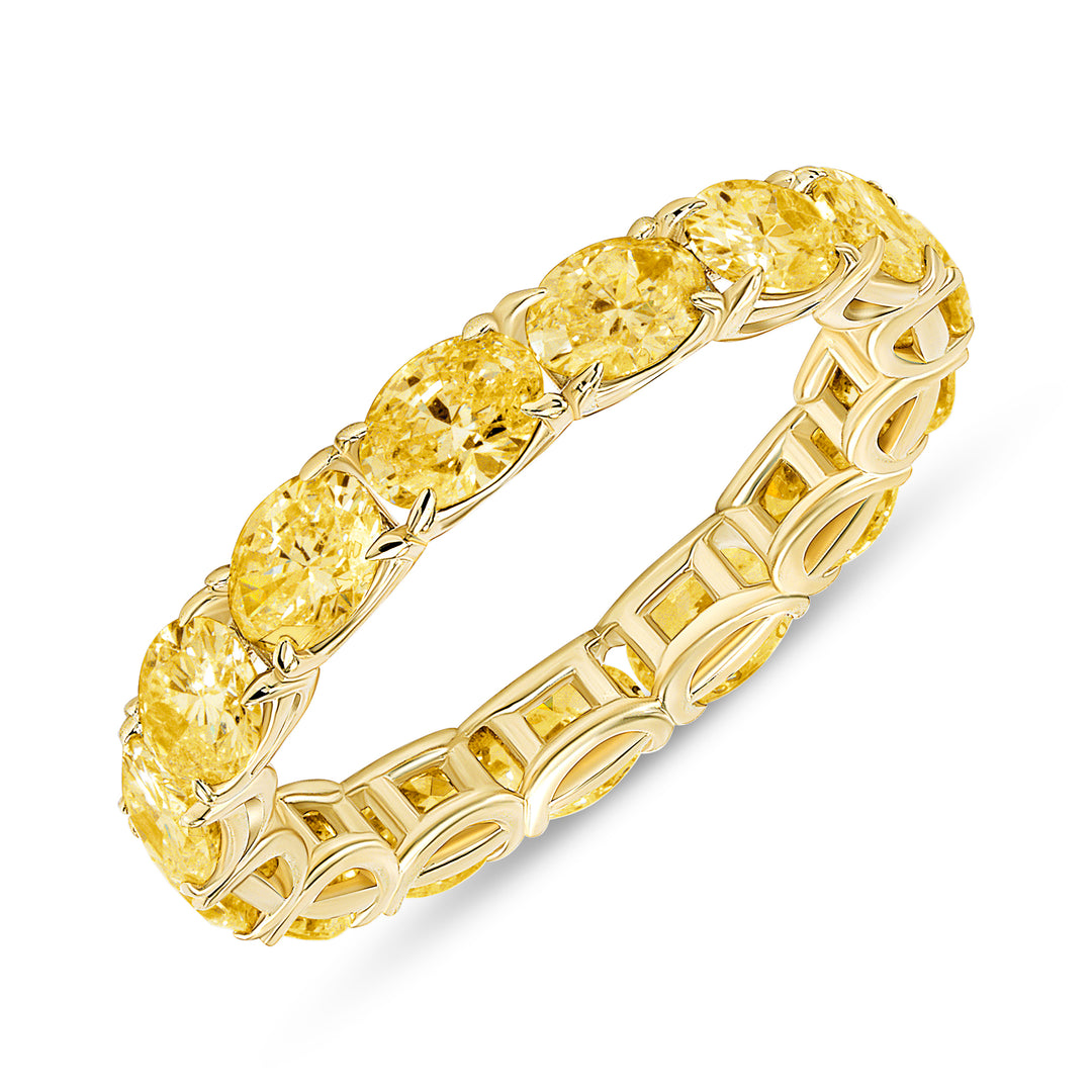 Carat Oval Cut Natural Fancy Yellow Diamond East-West Set Eternity Band