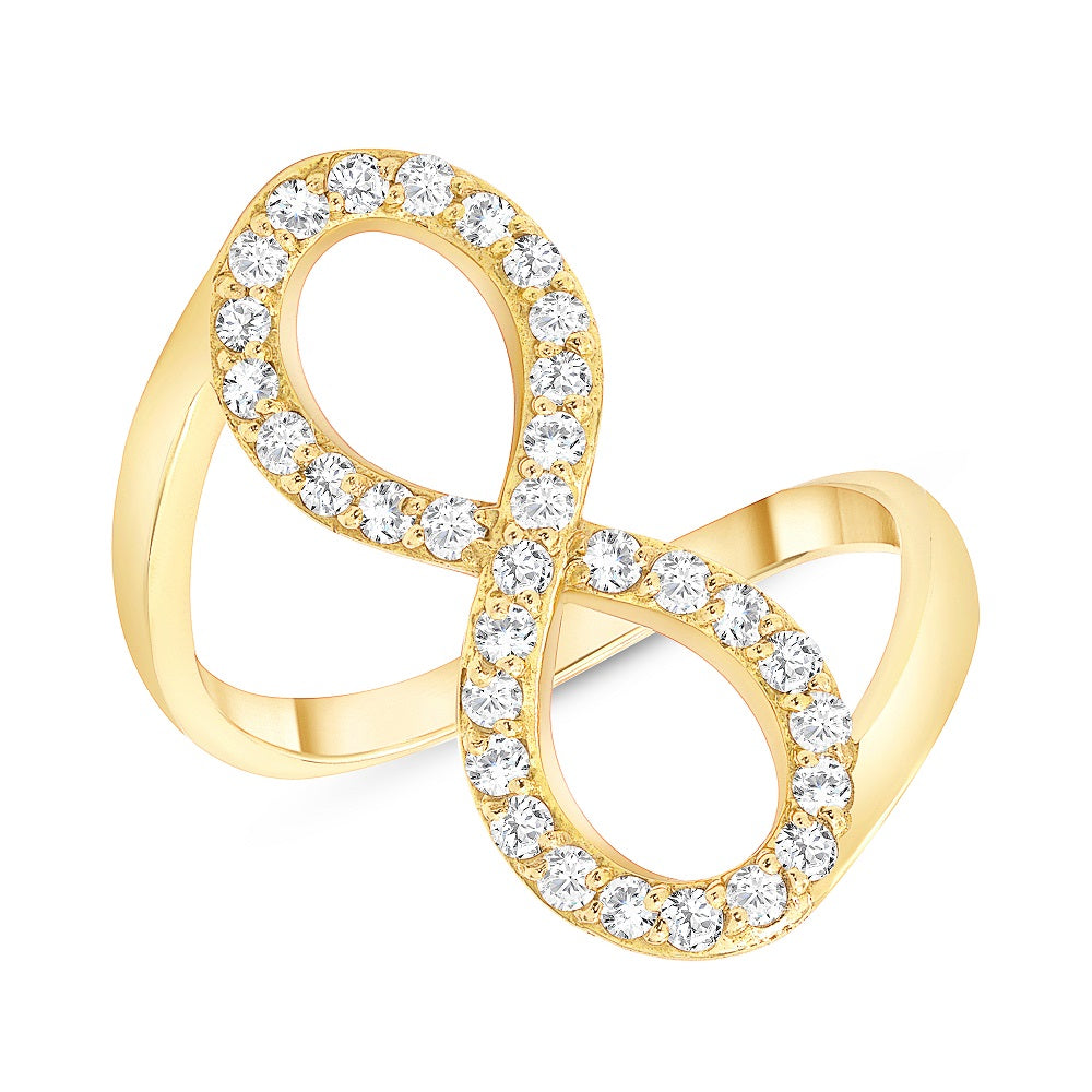 0.45 Carat Diamond Studded Infinity Shape Gold Diamond Ring