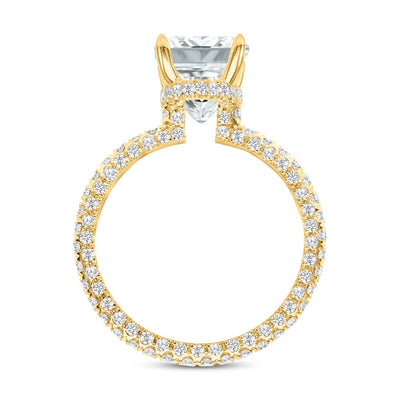 1.50 Carat Emerald Cut Hidden Halo with Brilliant Round Diamond Engagement Ring