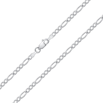 Italian Sterling Silver 3mm Figaro Link Diamond-Cut Chain Necklace, 16"- 30"