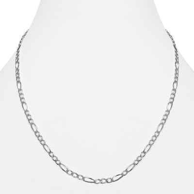 Italian Sterling Silver 3mm Figaro Link Diamond-Cut Chain Necklace, 16"- 30"