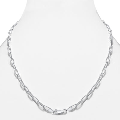 Italian Sterling Silver 3.5mm Paperclip Link Chain Necklace Bracelet, 7"- 24"