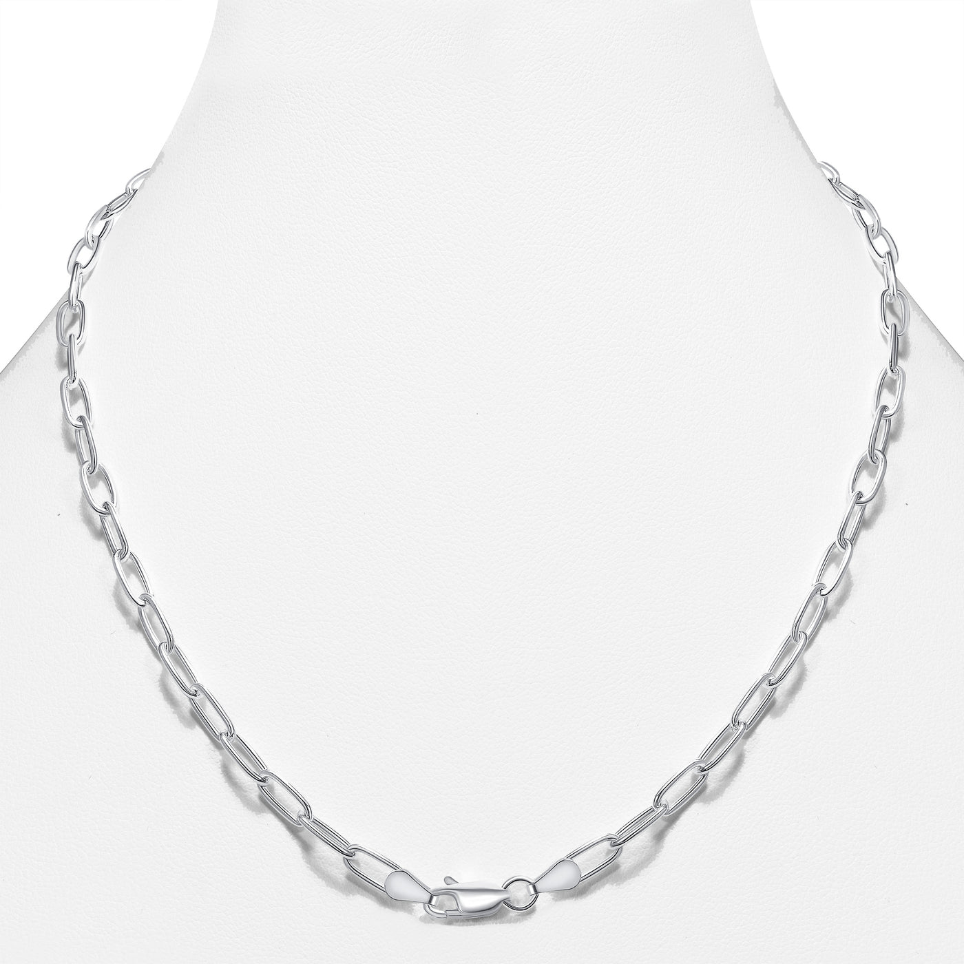 Italian Sterling Silver 3.5mm Paperclip Link Chain Necklace, 16"- 24"