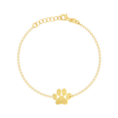 Italian Sterling Silver or Gold Plated Polished Dog Puppy Paw Charm Chain Bracelet