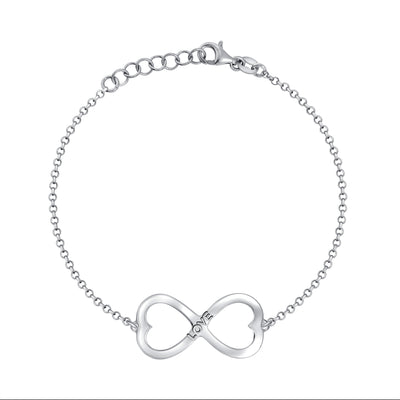 Italian Sterling Silver Infinity Love Double Hearts Bracelet