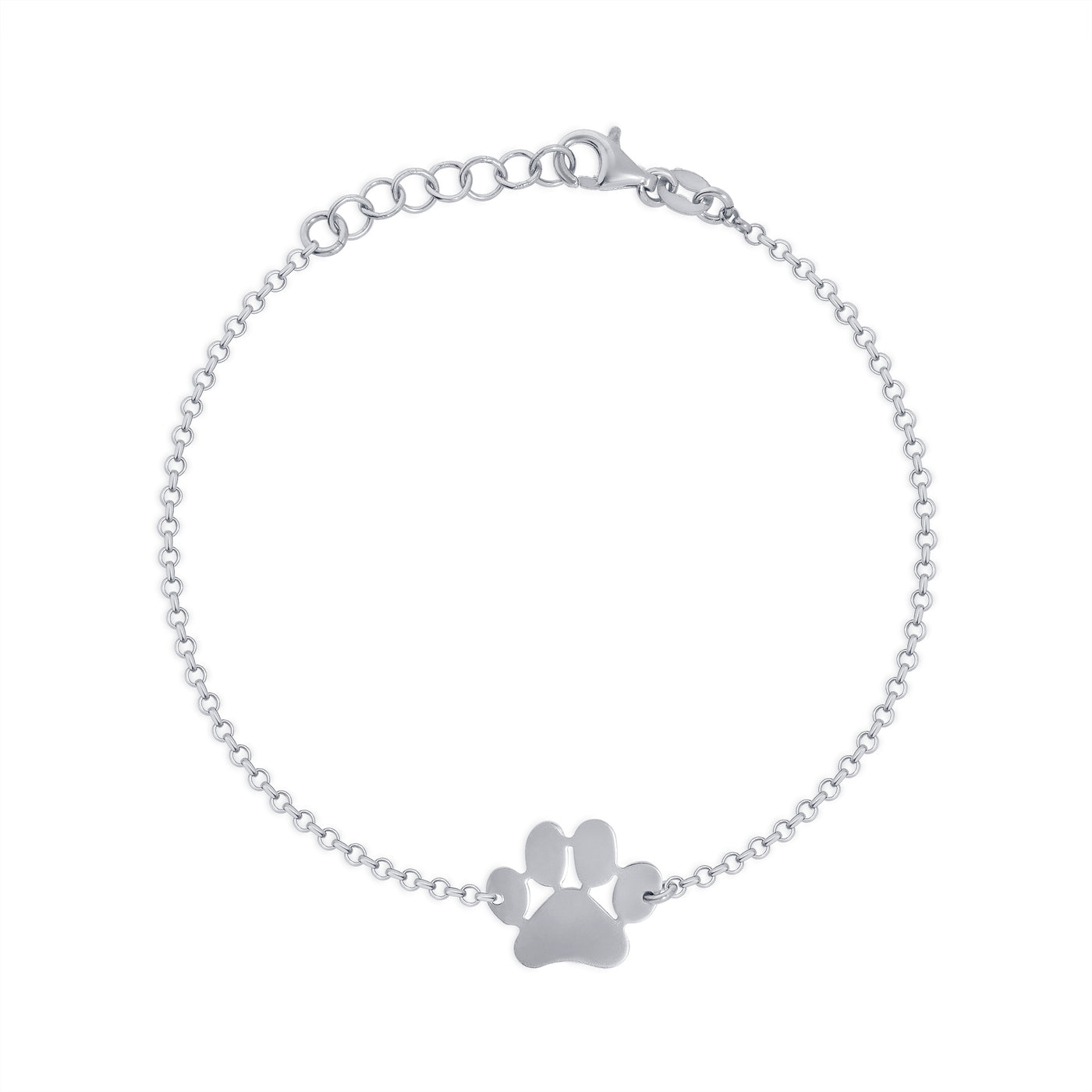Italian Sterling Silver or Gold Plated Polished Dog Puppy Paw Charm Chain Bracelet