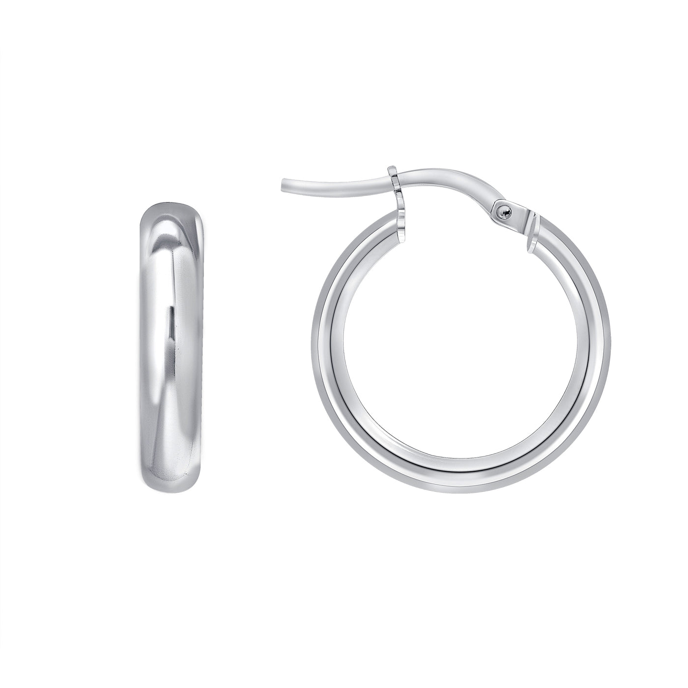 Italian Sterling Silver 3/4 Inch Small Lightweight Half Round-Tube Hoop Earrings