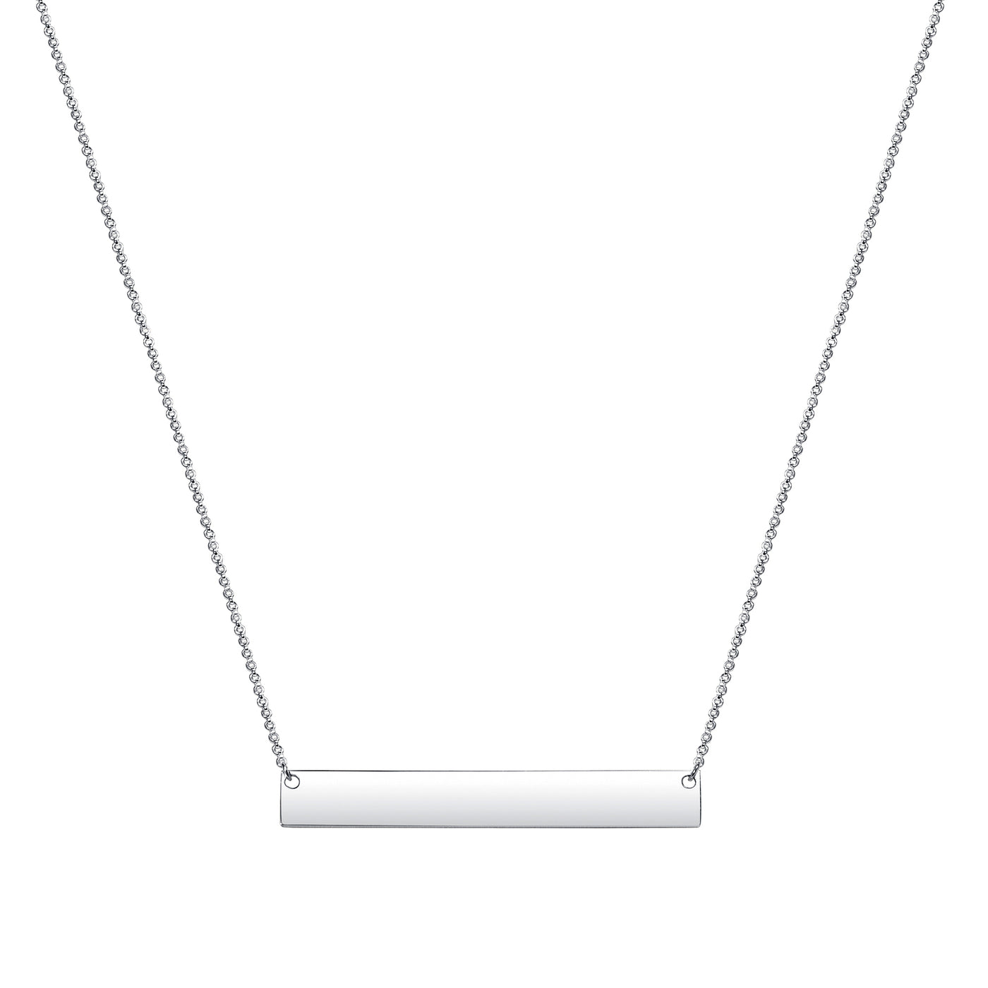 Italian Sterling Silver Engravable Polished Bar Necklace Choker