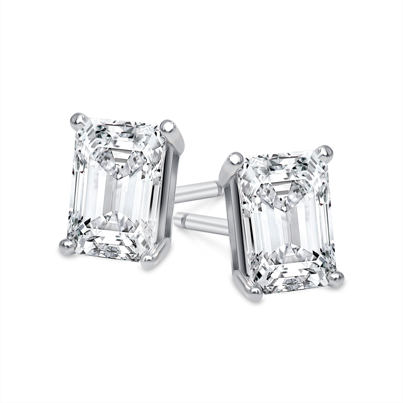 Emerald Cut Diamond Stud Earrings 0.30-2.00 ct.
