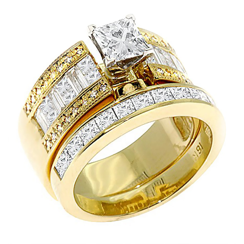 4.00 Ct. Tw. Multi Cut Diamond Engagement Wedding Ring Set