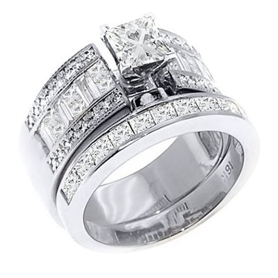 4.00 Ct. Tw. Multi Cut Diamond Engagement Wedding Ring Set