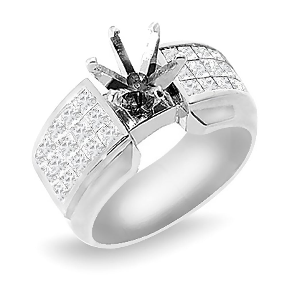 Ladies 1.50 Ct. Tw. Princess Cut Diamond Engagement Semi-Mount Ring