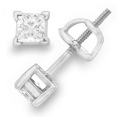 1/4 Carat Princess-Cut Diamond Stud Earrings