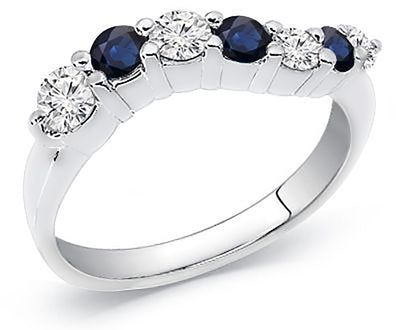 0.80 Ct. Tw. Diamond & Natural Blue Sapphire Journey Ring