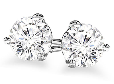 3-Prong Brilliant Round Cut Diamond Stud Earrings 0.50 Carat