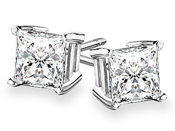 14k Gold 4-Prong Princess Cut Diamond Stud Earrings 0.25 ct. tw.