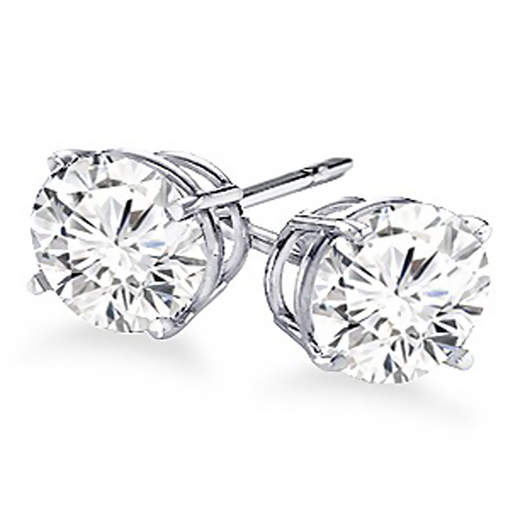 14K White Gold 4-Prong Round Cut Diamond Stud Earrings 1/4 ct. tw.