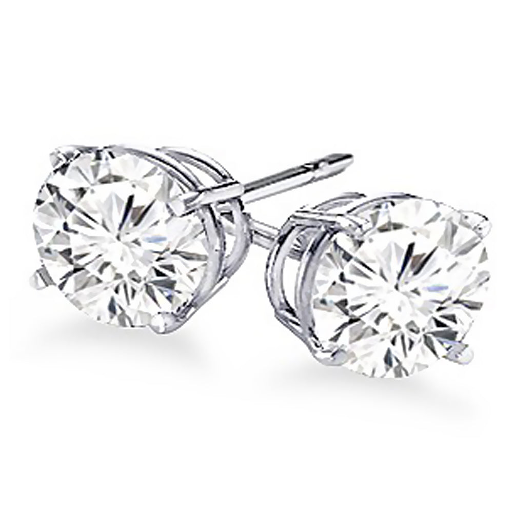 14K White Gold 4-Prong Round Cut Diamond Stud Earrings 1/3 ct. tw.