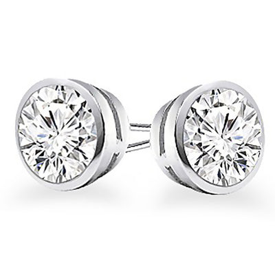 Bezel Set Round Cut Diamond Stud Earrings 0.50 ct. tw.