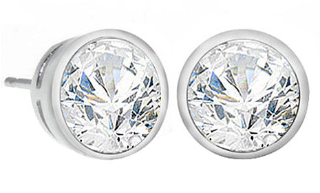 14k Gold Bezel Set Round Cut Diamond Stud Earrings .25 ct. tw. (G-H, VS)