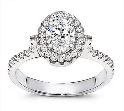 1.75 Carat Oval Cut Diamond with Brilliant Round Halo Engagement Ring